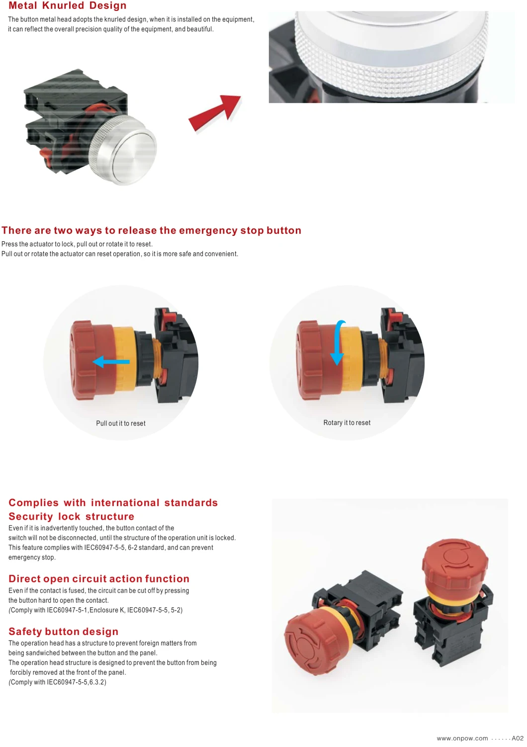 Onpow Push Button 10A with Multiple Combinations (ONPOW26 Series)